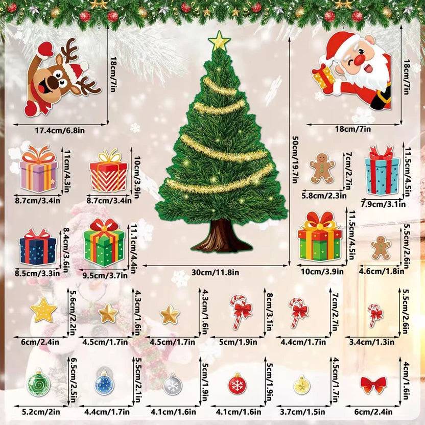 DIY Magnetic Christmas Tree Set – Reusable Fridge Decorations with Santa, Reindeer & Gifts 🎄