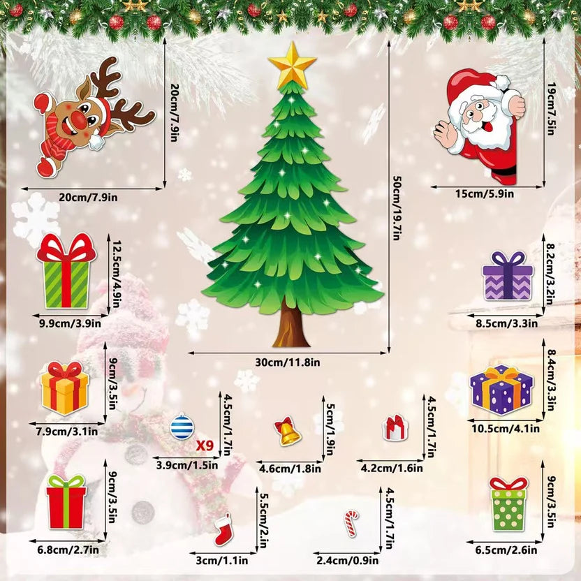 DIY Magnetic Christmas Tree Set – Reusable Fridge Decorations with Santa, Reindeer & Gifts 🎄