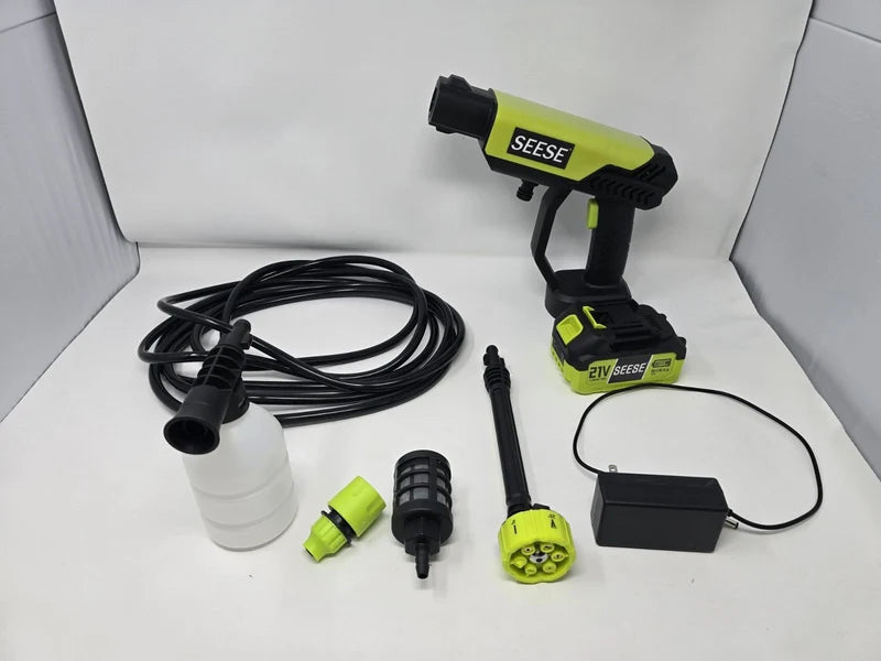 SEESE 24V Cordless Pressure Washer – Portable Power Cleaner with Battery, 6-in-1 Nozzle & Complete Cleaning Kit