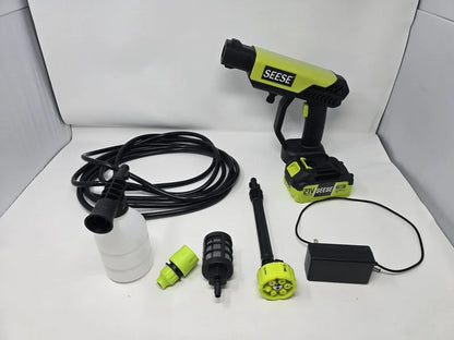 SEESE 24V Cordless Pressure Washer – Portable Power Cleaner with Battery, 6-in-1 Nozzle & Complete Cleaning Kit
