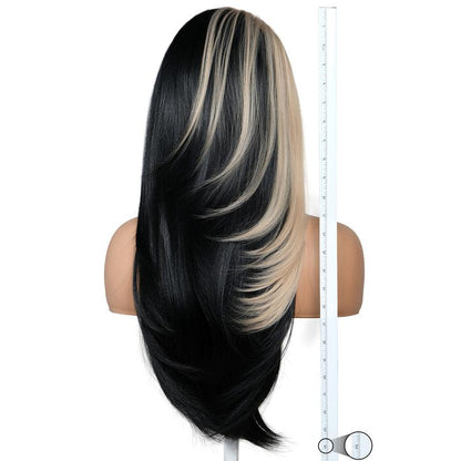 13x6 HD Glueless Lace Front Wig – 24in Layered Synthetic, Pre-Plucked &amp; Pre-Cut, 200–220% Density