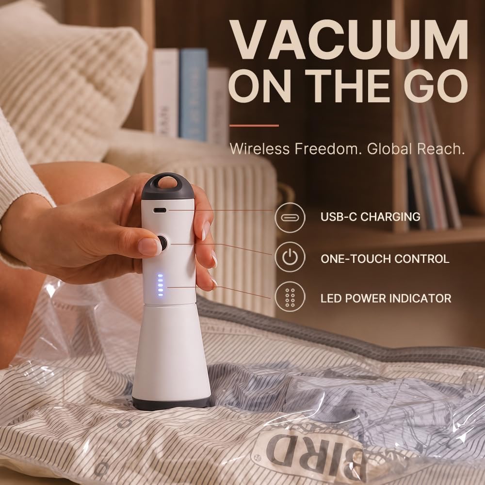 Vacbird 24-Pack Travel Vacuum Bags with USB Pump