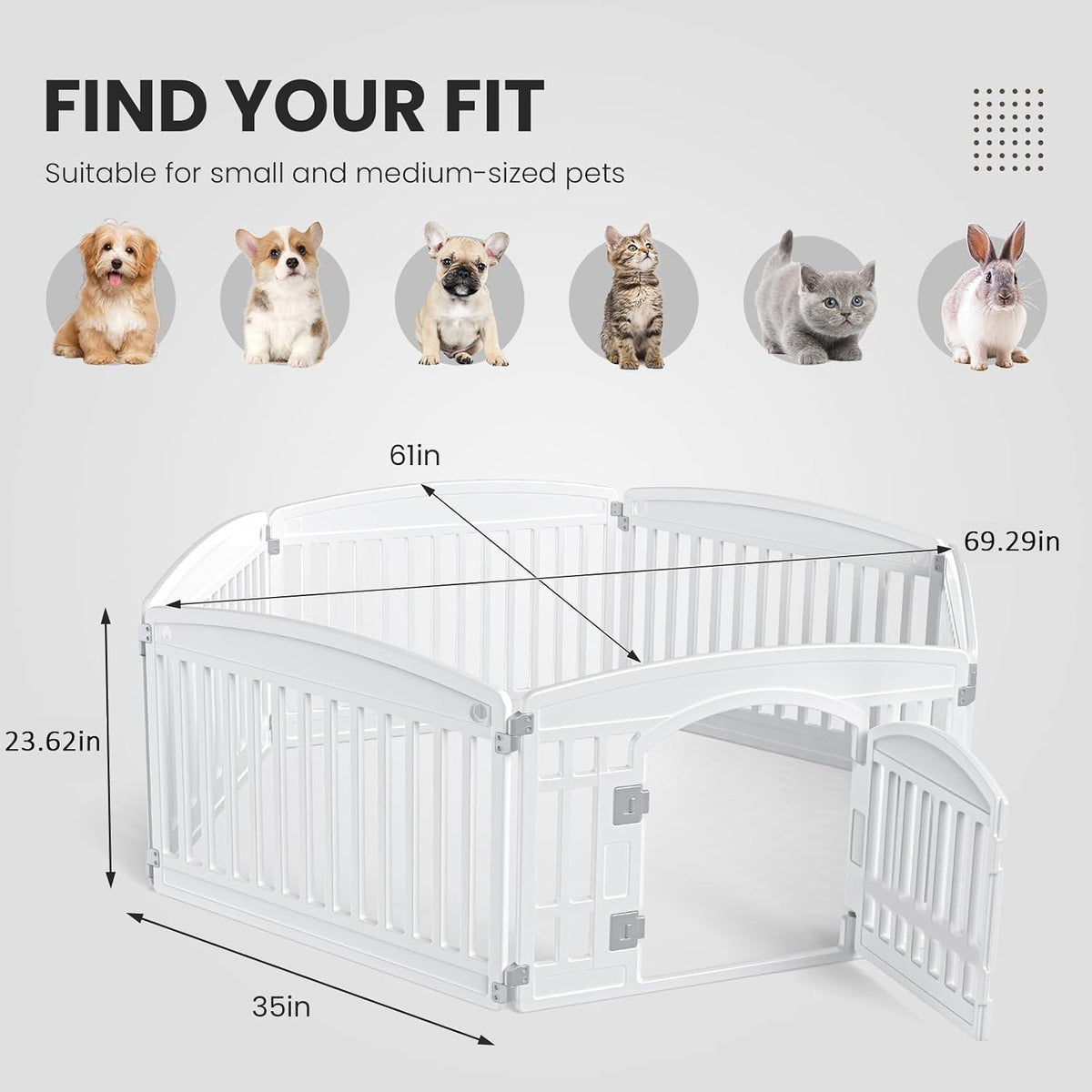 6-Panel Plastic Pet Playpen - 24 Inch