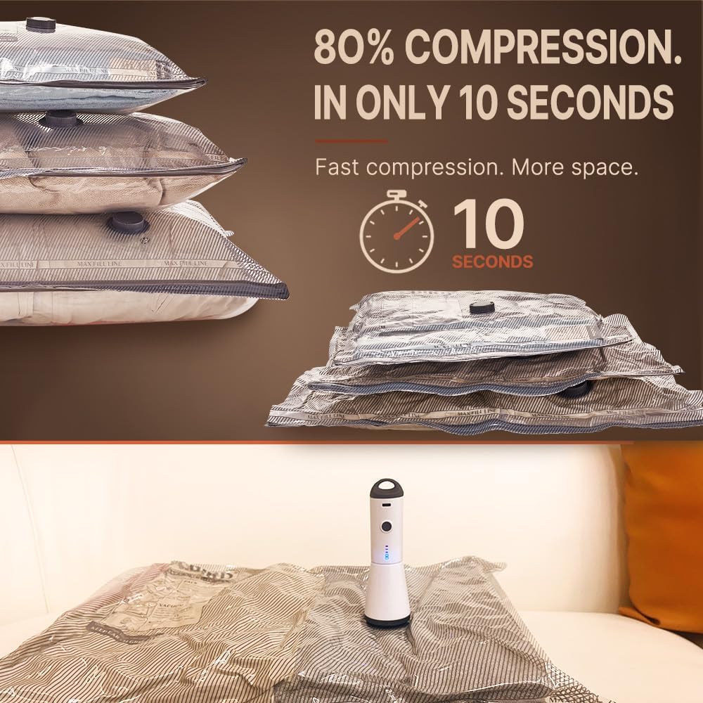 Vacbird 24-Pack Travel Vacuum Bags with USB Pump