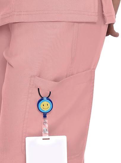 COZYFIT Women’s Mock Wrap Scrub Set – 6-Pocket Top & Straight-Leg Pants