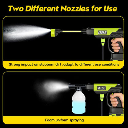 SEESE 24V Cordless Pressure Washer – Portable Power Cleaner with Battery, 6-in-1 Nozzle & Complete Cleaning Kit