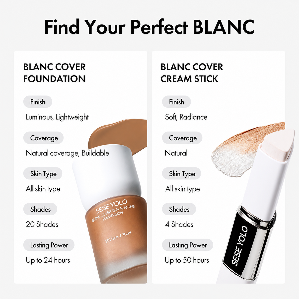 ELROEL Blanc Cover Cream Stick V White – Base de maquillaje en barra coreana