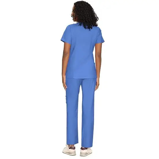 COZYFIT Women’s Mock Wrap Scrub Set – 6-Pocket Top & Straight-Leg Pants