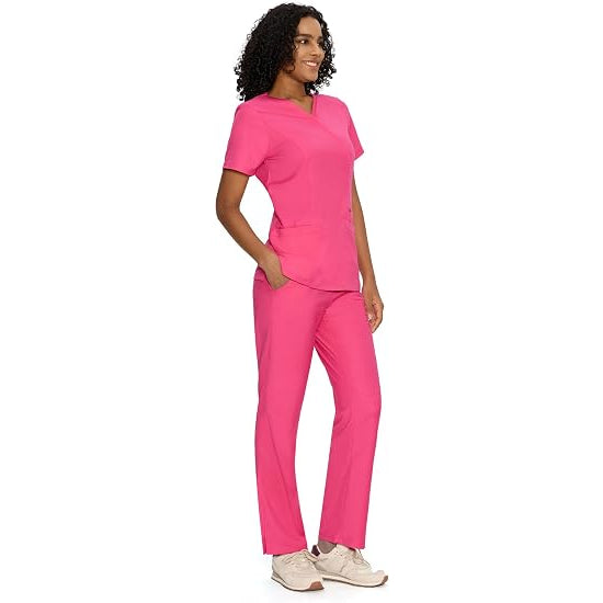 COZYFIT Women’s Mock Wrap Scrub Set – 6-Pocket Top & Straight-Leg Pants