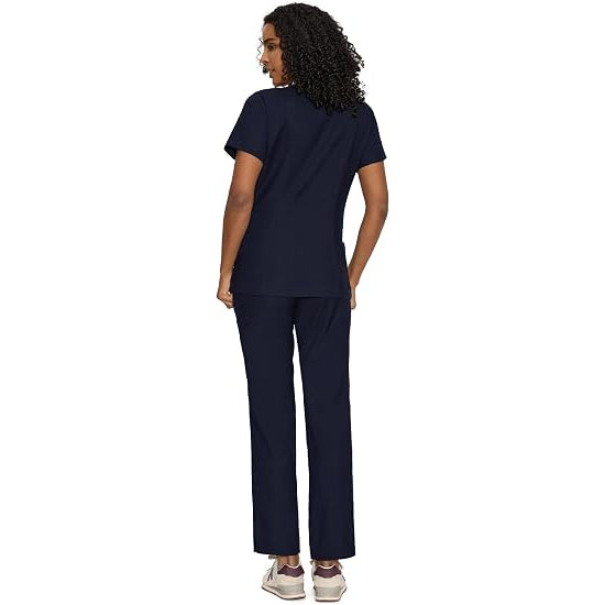 COZYFIT Women’s Mock Wrap Scrub Set – 6-Pocket Top & Straight-Leg Pants