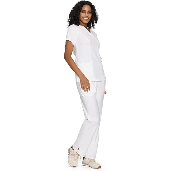 COZYFIT Women’s Mock Wrap Scrub Set – 6-Pocket Top & Straight-Leg Pants