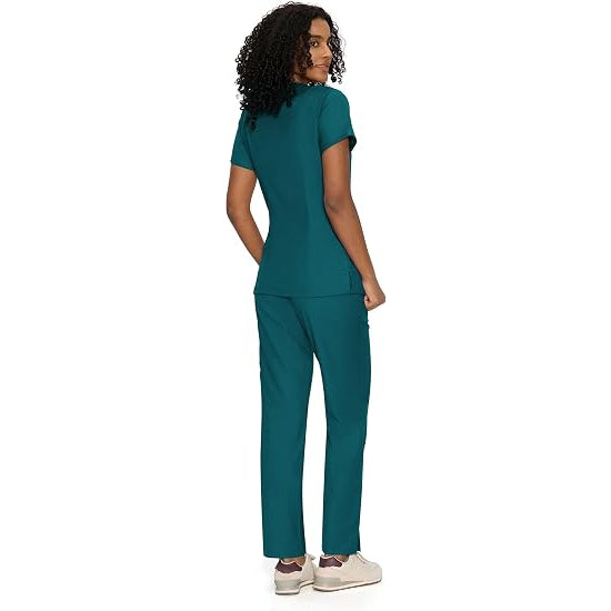 COZYFIT Women’s Mock Wrap Scrub Set – 6-Pocket Top & Straight-Leg Pants