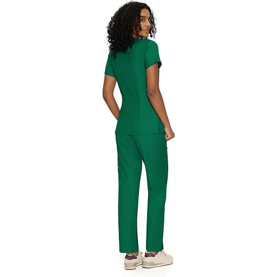COZYFIT Women’s Mock Wrap Scrub Set – 6-Pocket Top & Straight-Leg Pants