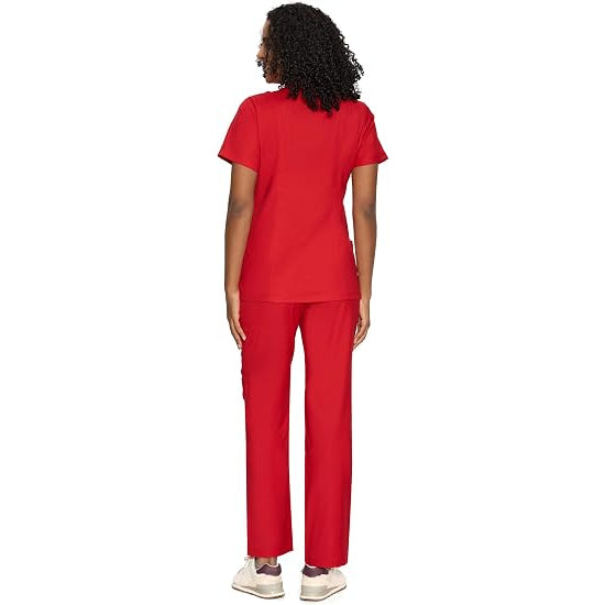COZYFIT Women’s Mock Wrap Scrub Set – 6-Pocket Top & Straight-Leg Pants