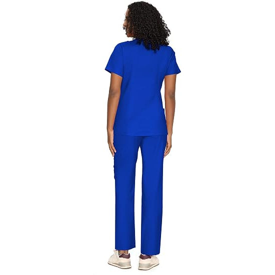COZYFIT Women’s Mock Wrap Scrub Set – 6-Pocket Top & Straight-Leg Pants