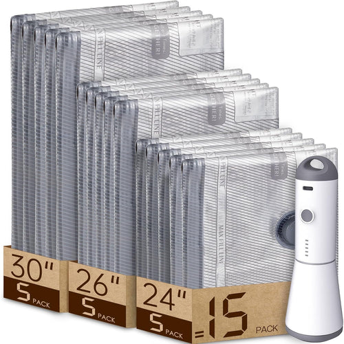 Vacbird 24-Pack Travel Vacuum Bags with USB Pump
