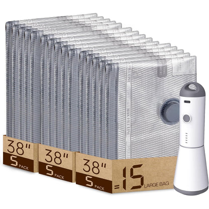 Vacbird 24-Pack Travel Vacuum Bags with USB Pump