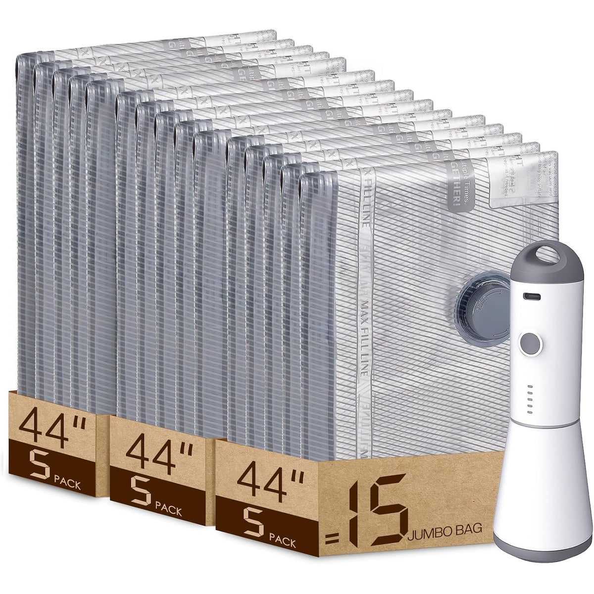 Vacbird 24-Pack Travel Vacuum Bags with USB Pump