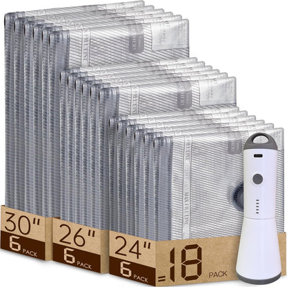 Vacbird 24-Pack Travel Vacuum Bags with USB Pump