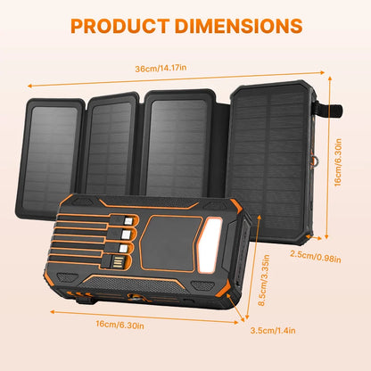 48,000mAh Solar Power Bank with 4 Panels & Wireless Charging