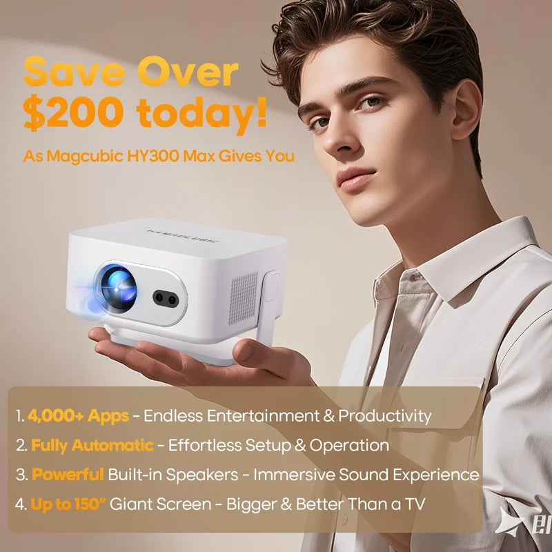 Mini projecteur portable Magcubic HY300MAX - Résolution native HD 720p, 260 lumens ANSI