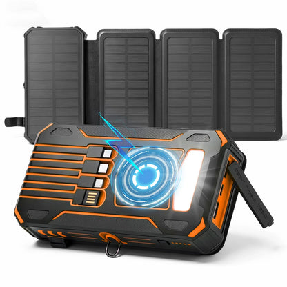 48,000mAh Solar Power Bank with 4 Panels & Wireless Charging