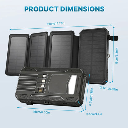 48,000mAh Solar Power Bank with 4 Panels & Wireless Charging