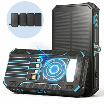 48,000mAh Solar Power Bank with 4 Panels & Wireless Charging