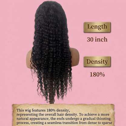 13x6 HD Lace Deep Wave Human Hair Wig – 180% Density, Pre-Plucked