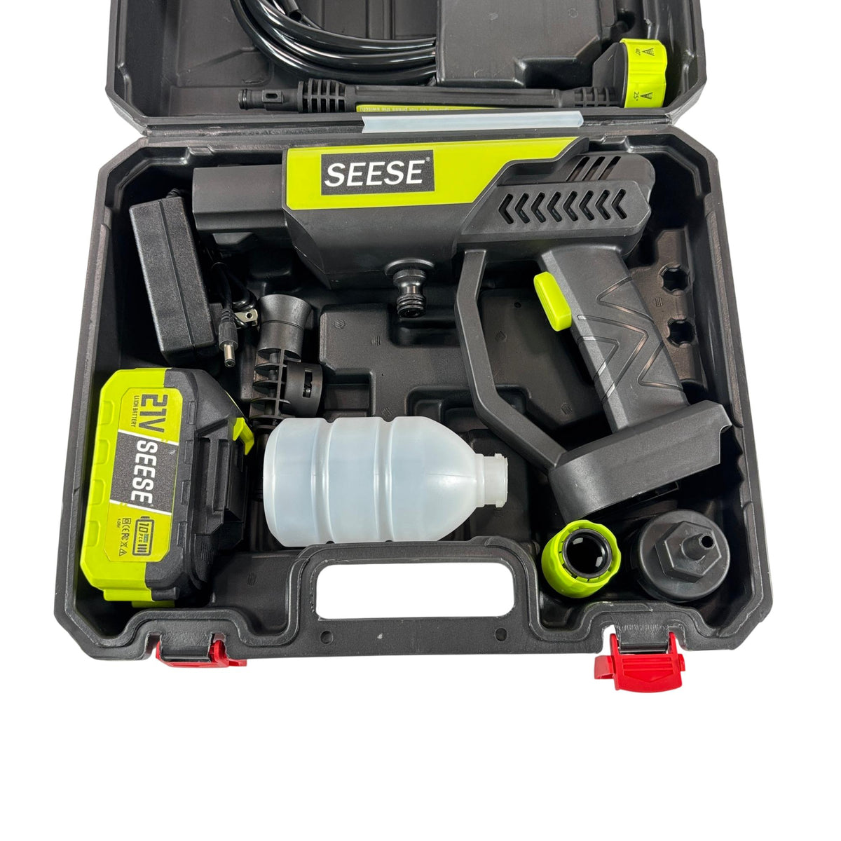 SEESE 24V Cordless Pressure Washer – Portable Power Cleaner with Battery, 6-in-1 Nozzle & Complete Cleaning Kit