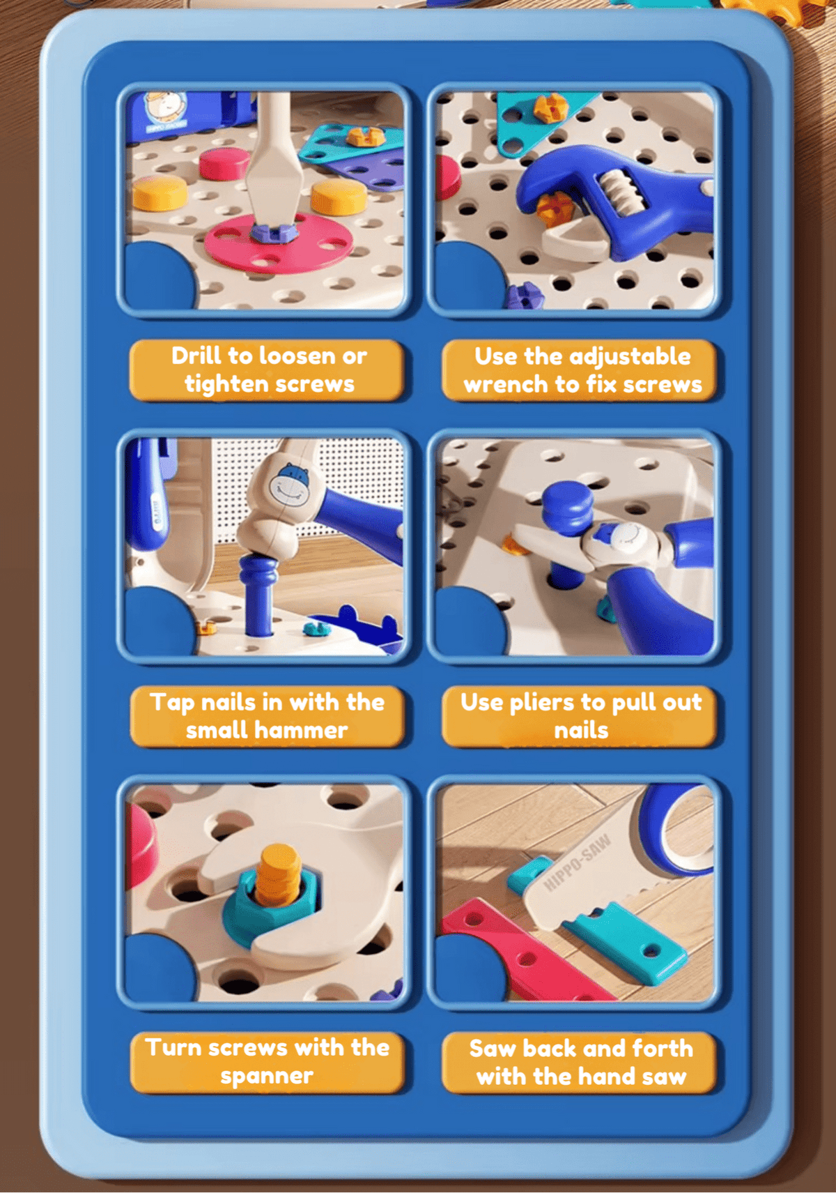 Hippo All-in-one Tool Hub DIY Montessori Tool Box Set