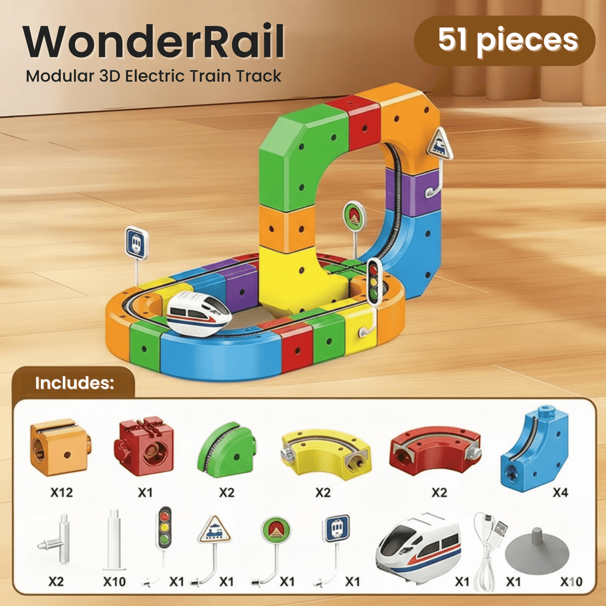 WonderRail™: The Modular 3D Train Track for Curious Little Builders